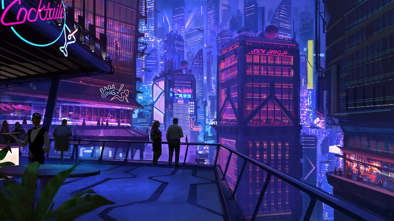 Futuristic Cityscape — Blue, Nocturnal