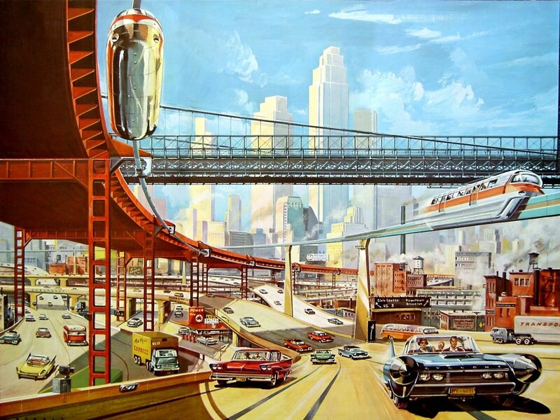 Futuristic Cityscape — Blue, Optimistic