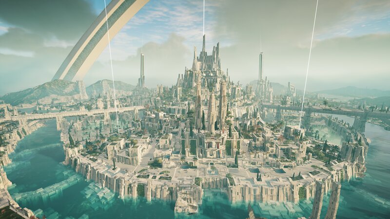 Futuristic Cityscape — Blue, Serene, Afternoon, 3d Render, Architectural Structures