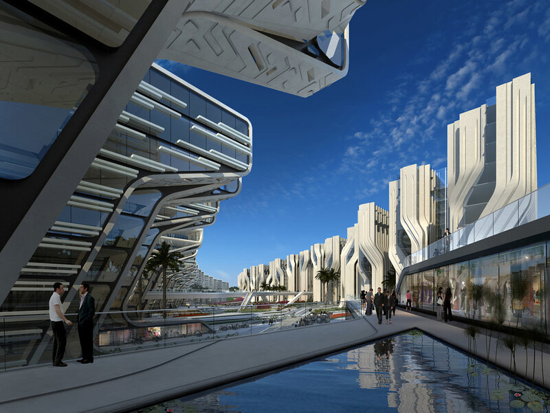 Futuristic Cityscape — Blue, Serene