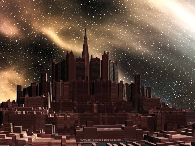 Futuristic Cityscape — Brown, Dramatic, Night, Digital Art