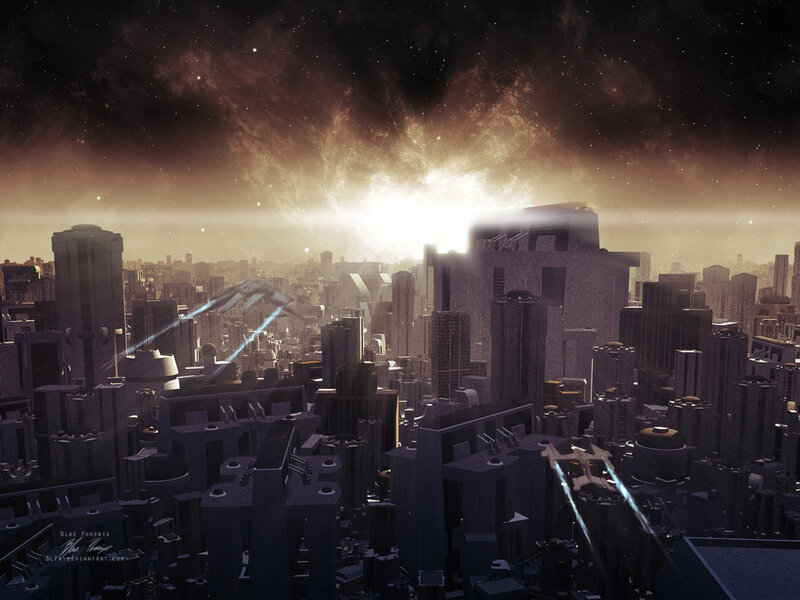 Futuristic Cityscape — Brown, Dramatic, Night
