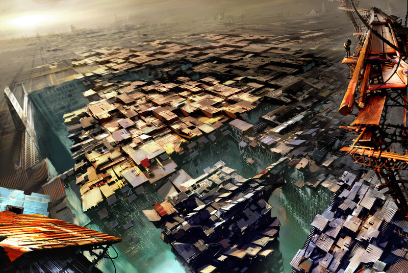 Futuristic Cityscape — Brown, Dramatic, Sunrise, Digital Art