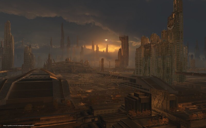Futuristic Cityscape — Brown, Dramatic, Sunrise