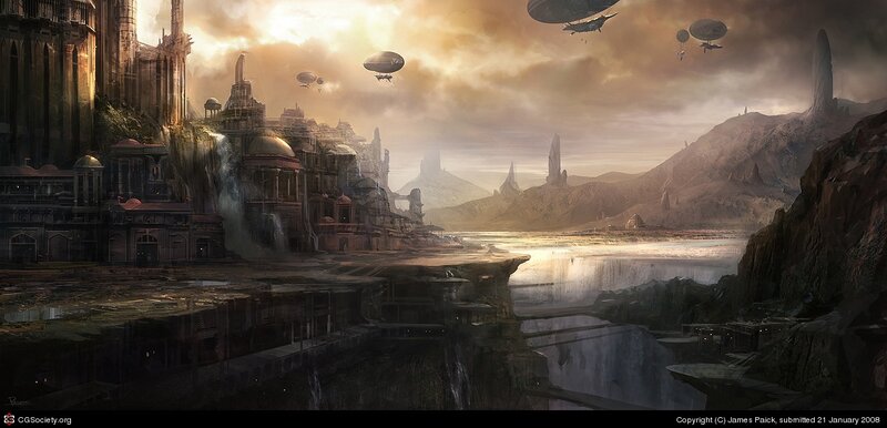 Futuristic Cityscape — Brown, Dramatic