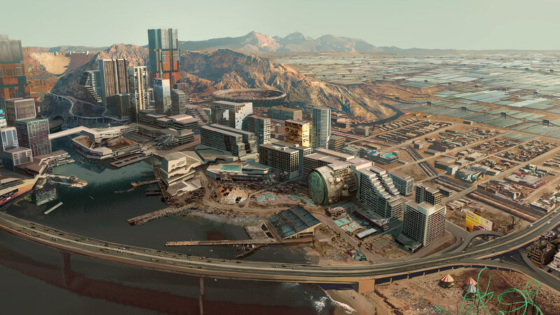 Futuristic Cityscape — Brown, Dystopian