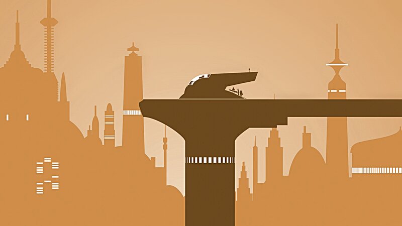 Futuristic Cityscape — Brown, Serene, Vector Art