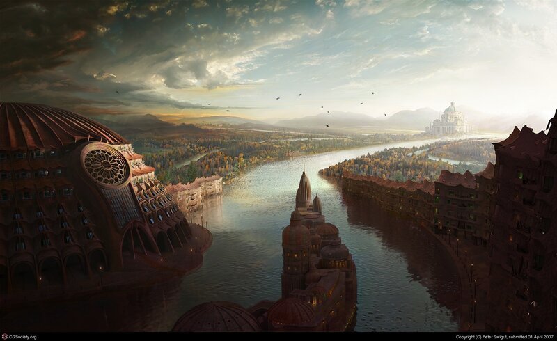 Futuristic Cityscape — Brown