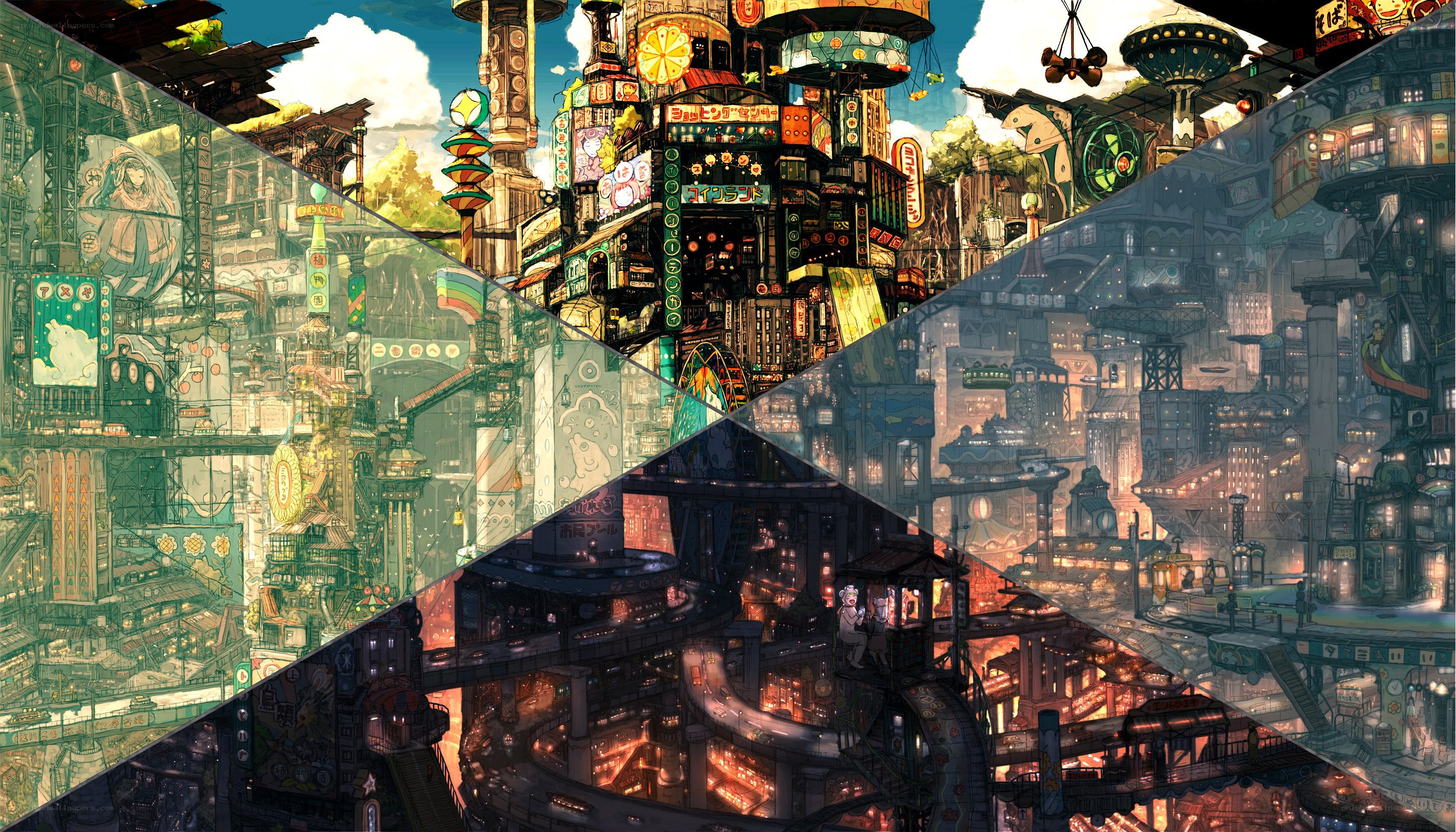 futuristic cityscape collage