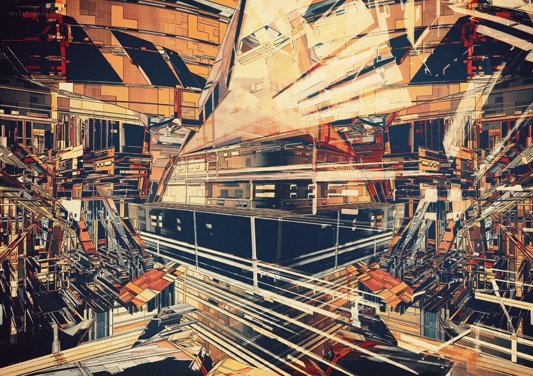 futuristic cityscape collage