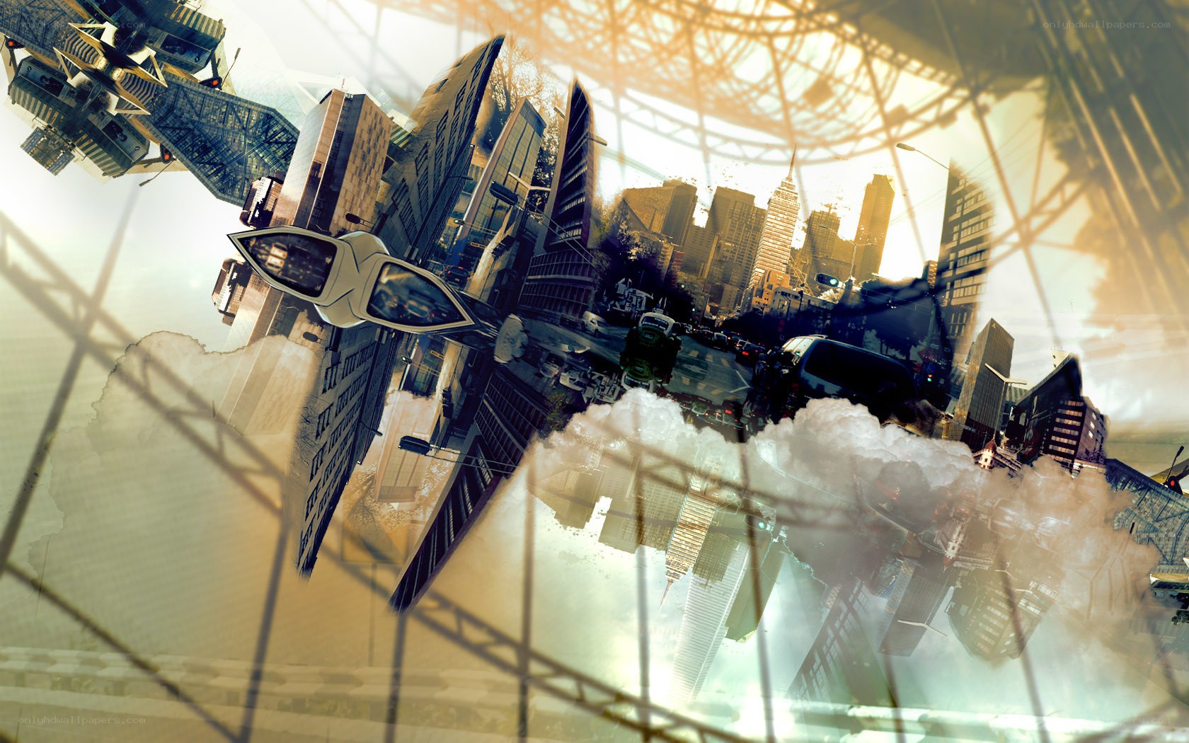 futuristic cityscape collage