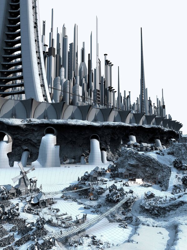 Futuristic cityscape concept