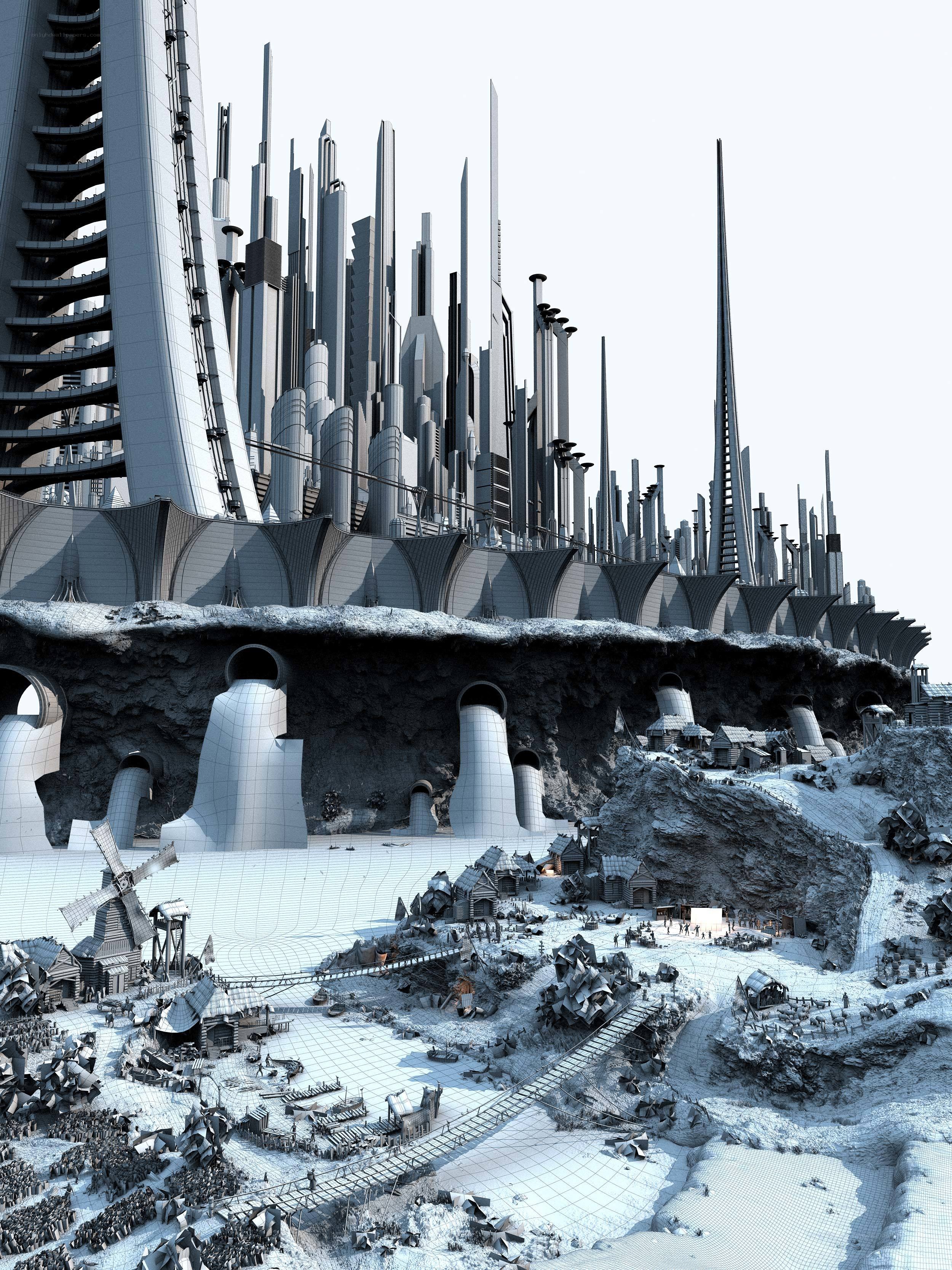 Futuristic cityscape concept