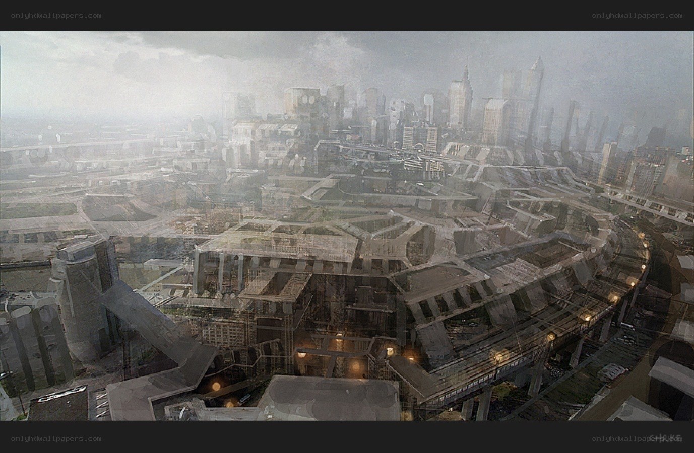 futuristic cityscape concept