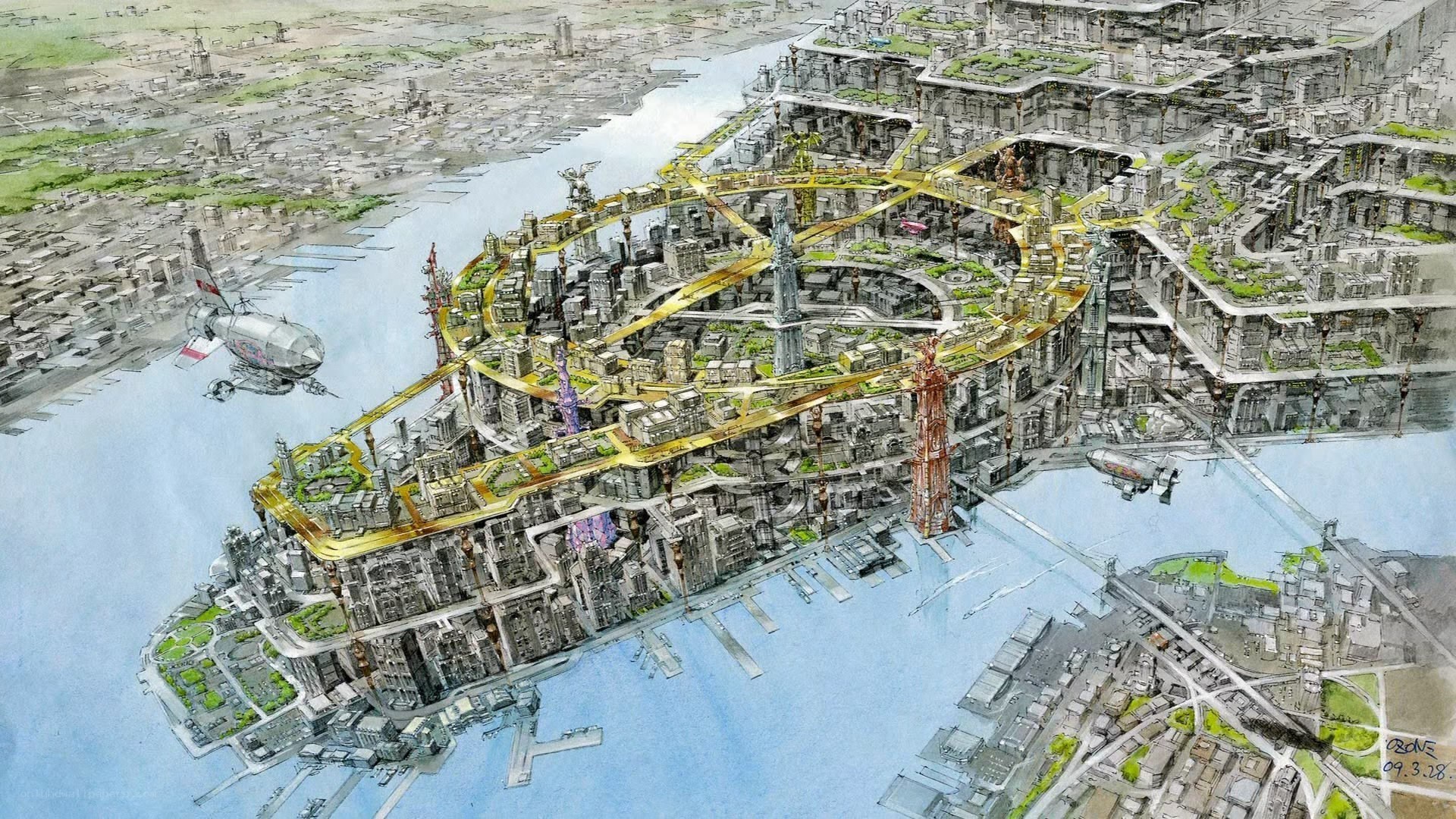 futuristic cityscape concept