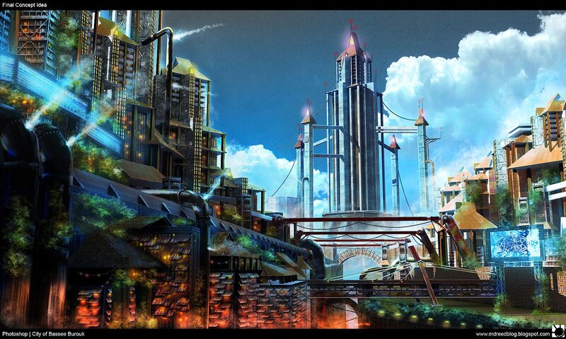 Futuristic cityscape concept