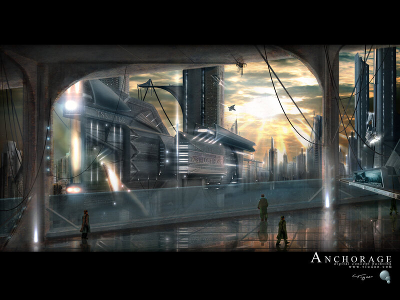 Futuristic cityscape concept