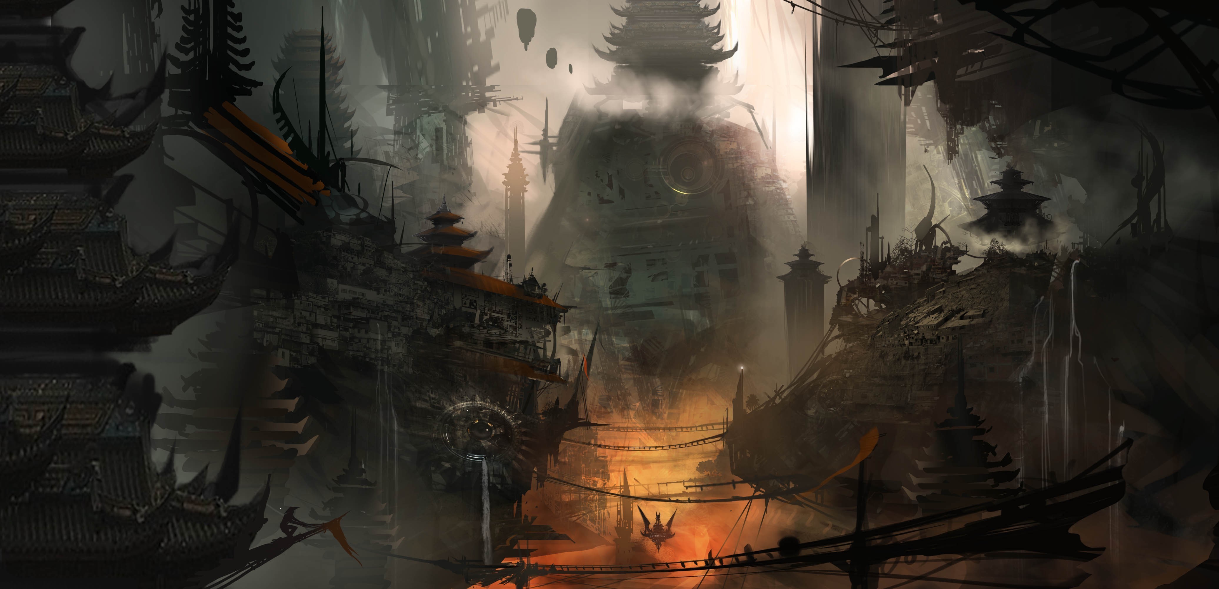 futuristic cityscape concept art