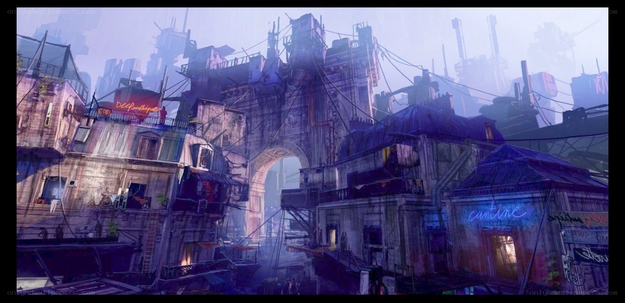 futuristic cityscape concept art