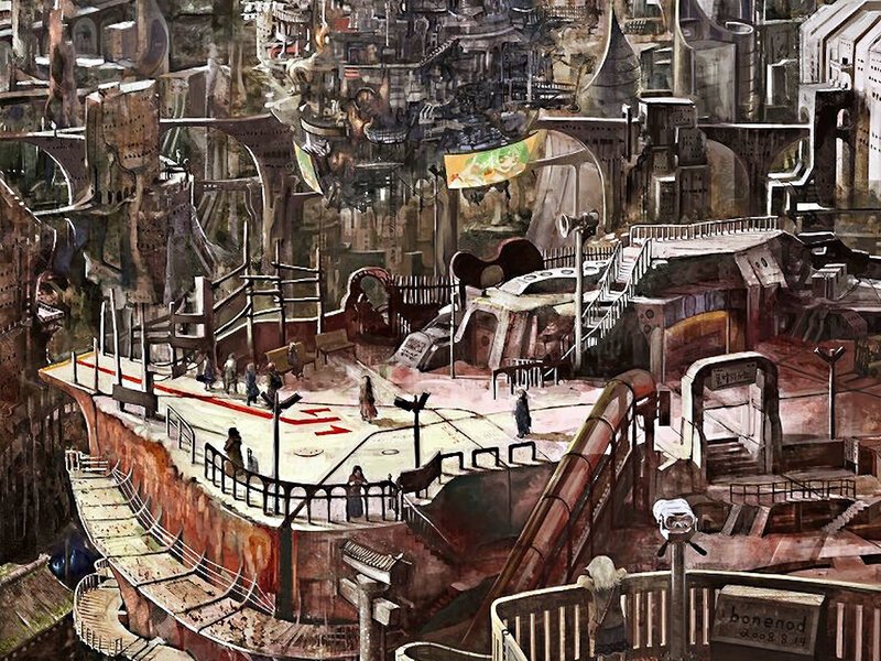 futuristic cityscape concept art