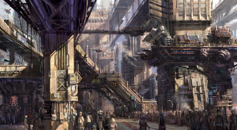 futuristic cityscape concept art