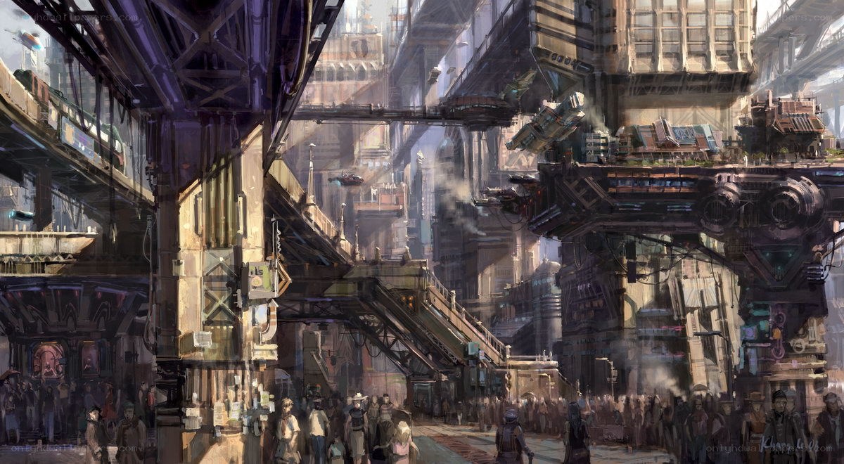 futuristic cityscape concept art