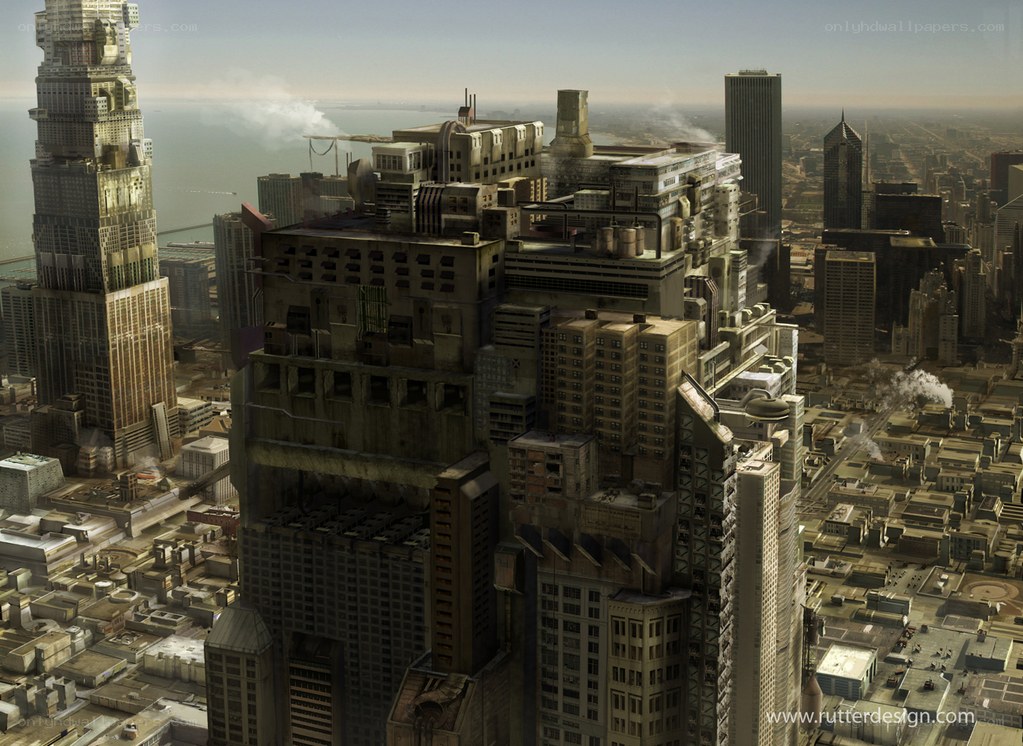 futuristic cityscape concept art