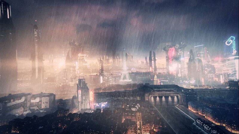 Futuristic Cityscape — Dark Blue