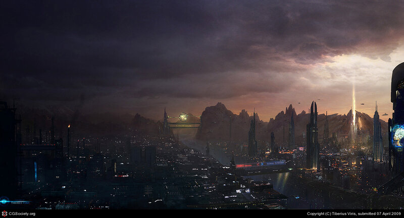 Futuristic Cityscape — Dark Gray