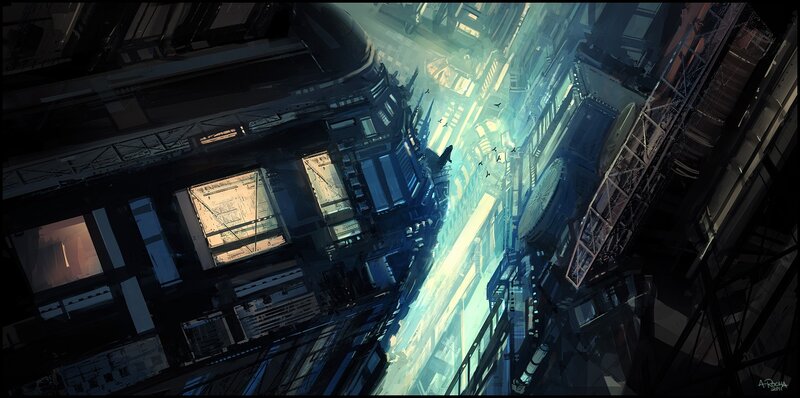 futuristic cityscape from above