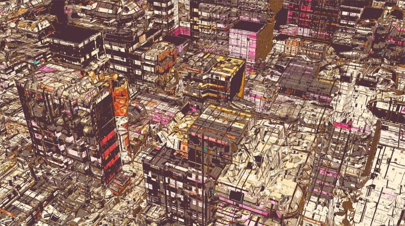 futuristic cityscape from above