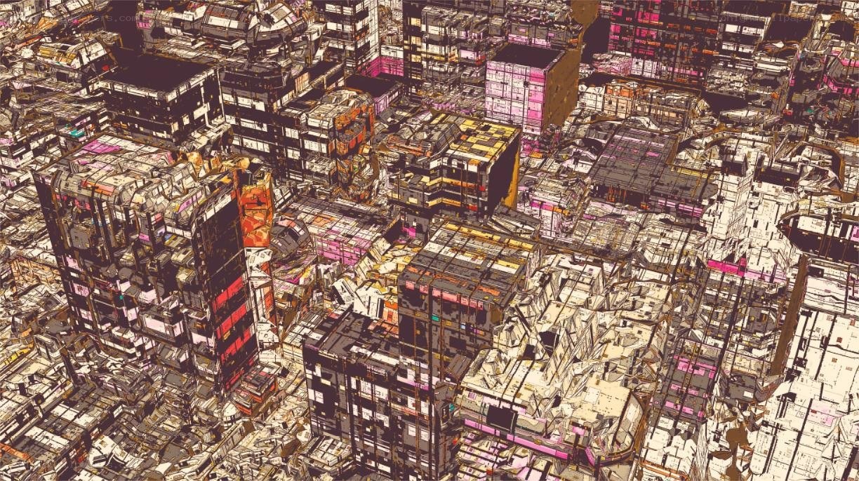 futuristic cityscape from above