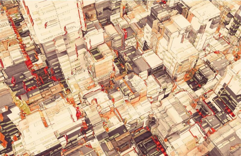futuristic cityscape from above
