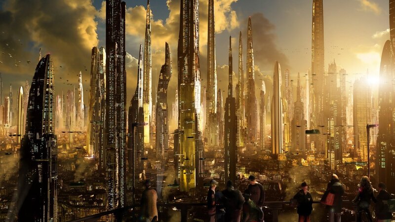 Futuristic Cityscape — Gold, Dramatic, Sunset, Digital Art