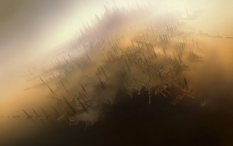Futuristic Cityscape — Gold