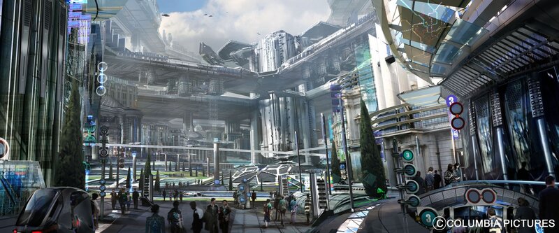 Futuristic Cityscape — Gray, Dramatic, Afternoon, Digital Art, People