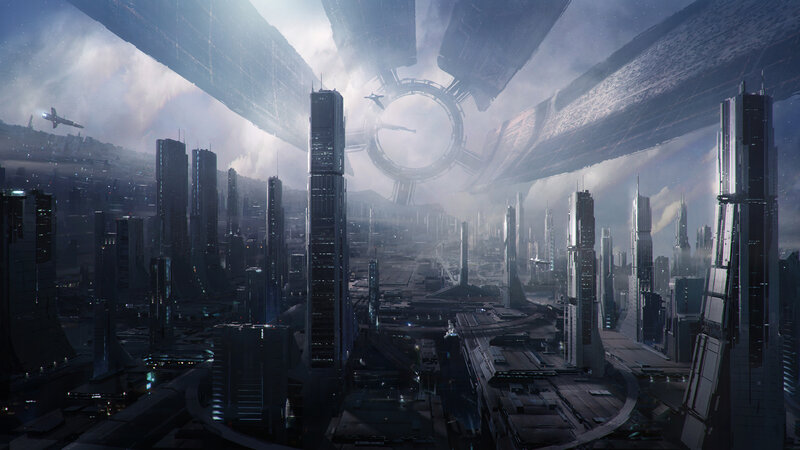 Futuristic Cityscape — Gray, Dramatic, Digital Art