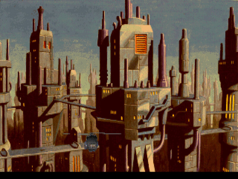 Futuristic Cityscape — Gray, Dramatic, Pixel Art