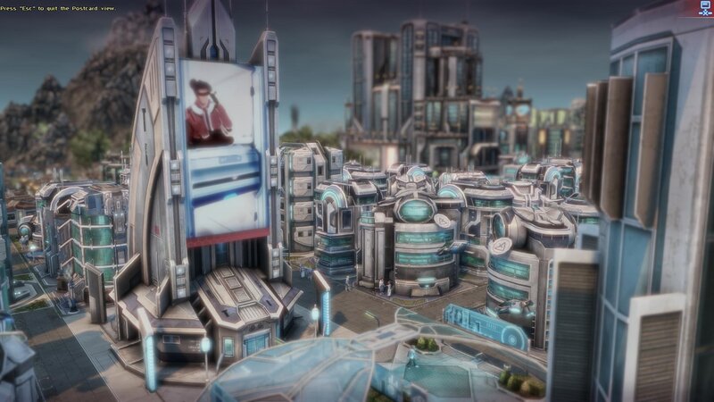 Futuristic Cityscape — Gray, Dystopian, Afternoon, Digital Art, Buildings, Billboard