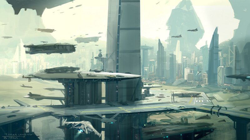 Futuristic Cityscape — Gray, Dystopian, Afternoon