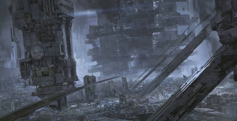 Futuristic Cityscape — Gray, Dystopian, Digital Art, Buildings, Skyscrapers