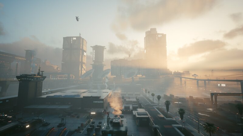 Futuristic Cityscape — Gray, Hazy, Industrial