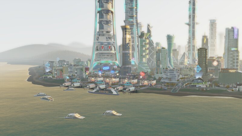 Futuristic Cityscape — Gray, Serene, Morning, 3d Render