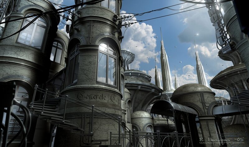 Futuristic Cityscape — Gray