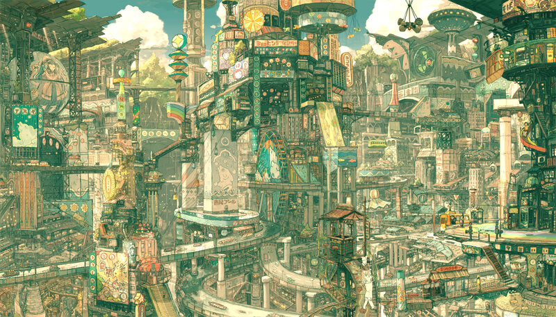 Futuristic Cityscape — Green, Busy, Afternoon
