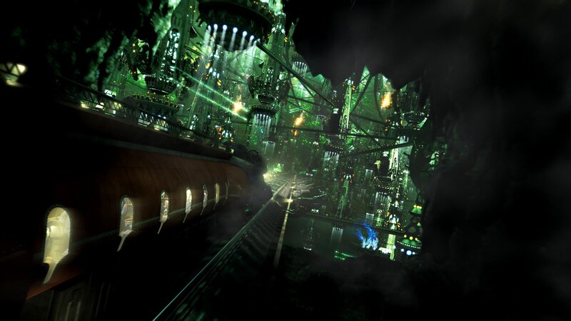 Futuristic Cityscape — Green, Dark, Mysterious