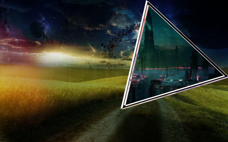Futuristic Cityscape — Green, Dramatic, Night, Digital Art, Field