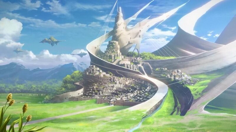 Futuristic Cityscape — Green, Serene, Afternoon, Anime