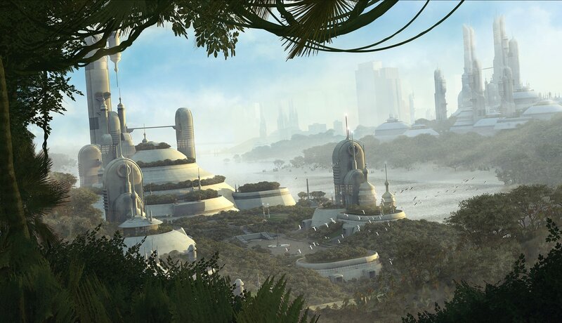 Futuristic Cityscape — Green, Serene