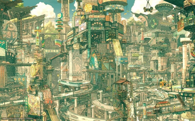 Futuristic cityscape illustration